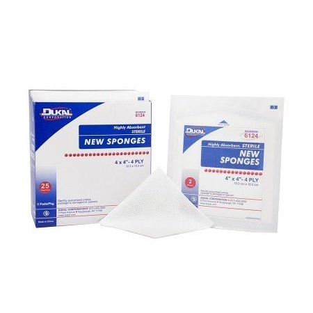 Dukal NonWoven Gauze Sponges, Sterile 3 x 3 4Ply 2's, 25PK 6123